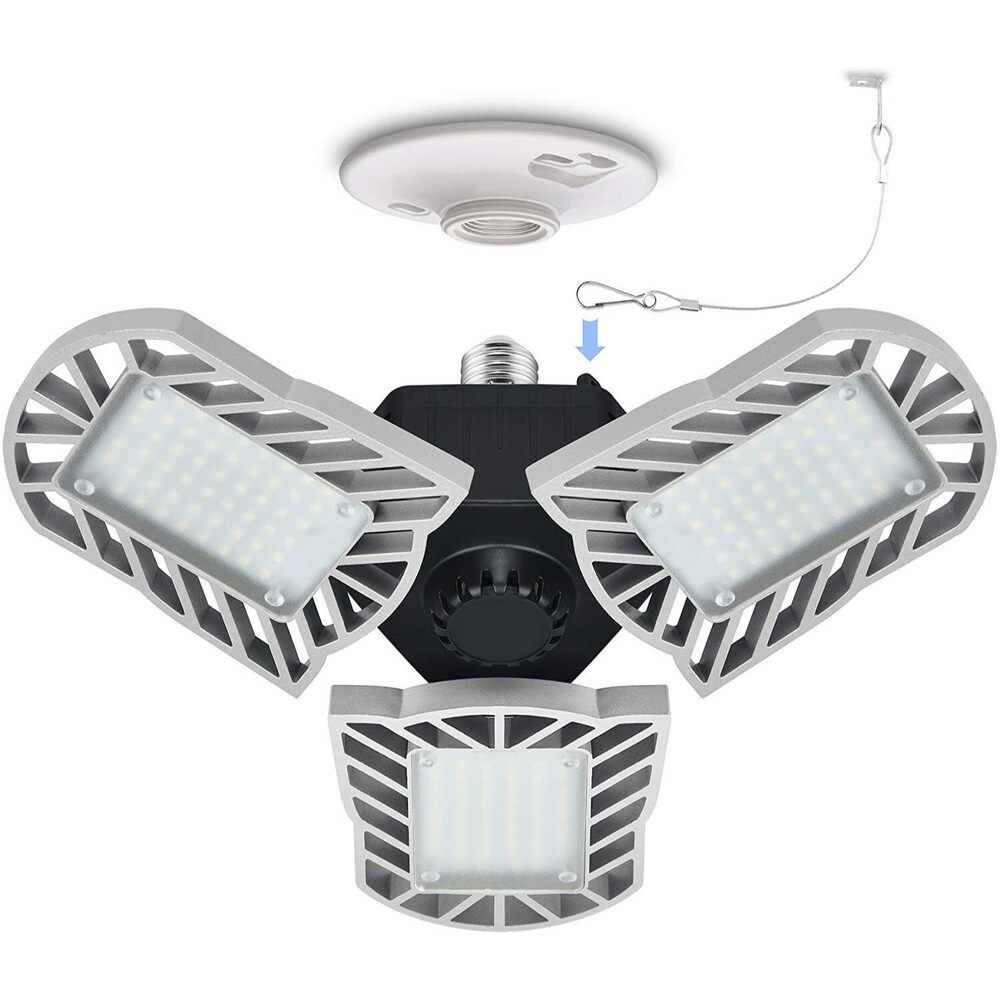 LED Garage Light,Cotanic E26 Base 6000K Daylight Deformable Ceiling Lamp,6000LM